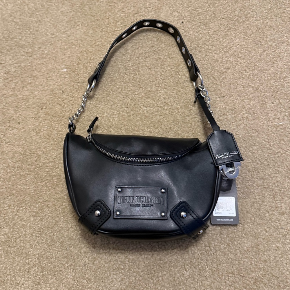 True Religion Black  Bag with Silver Details